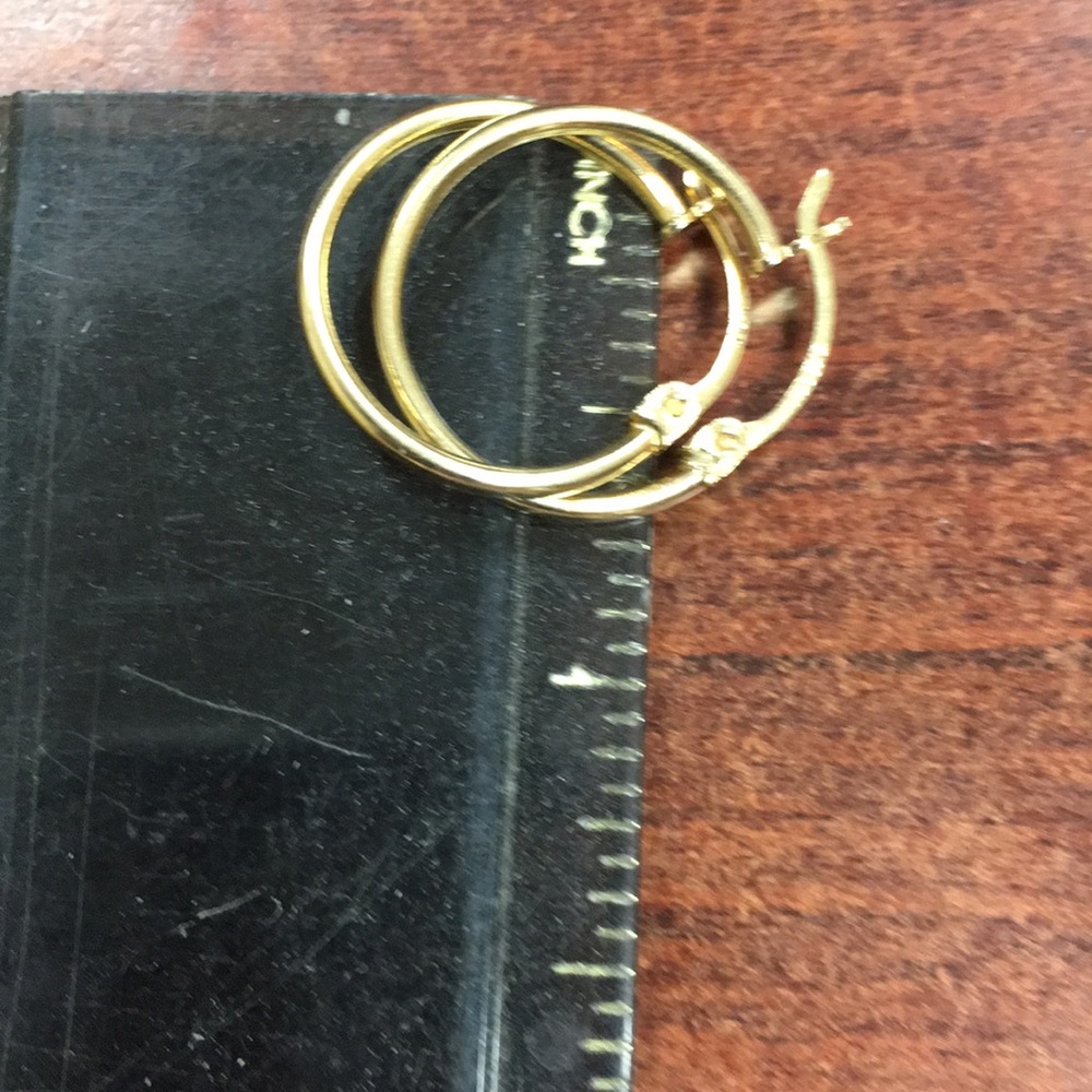 New 14K yellow gold  hoop earrings - Picture 6 of 7